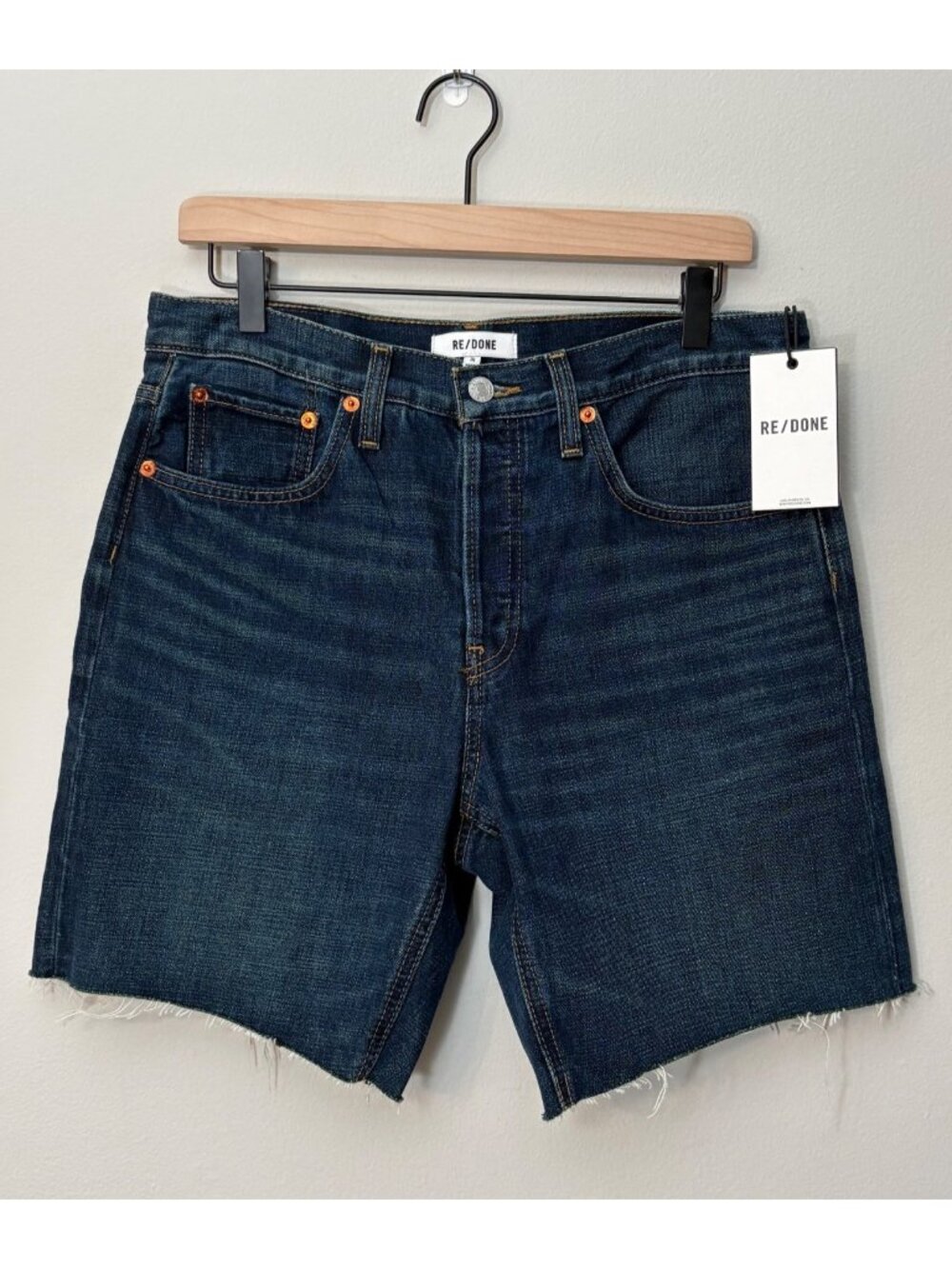 NEW $215 Re/Done Boyfriend Cutoff High-Rise Loose Relaxed-Fit Shorts Frayed